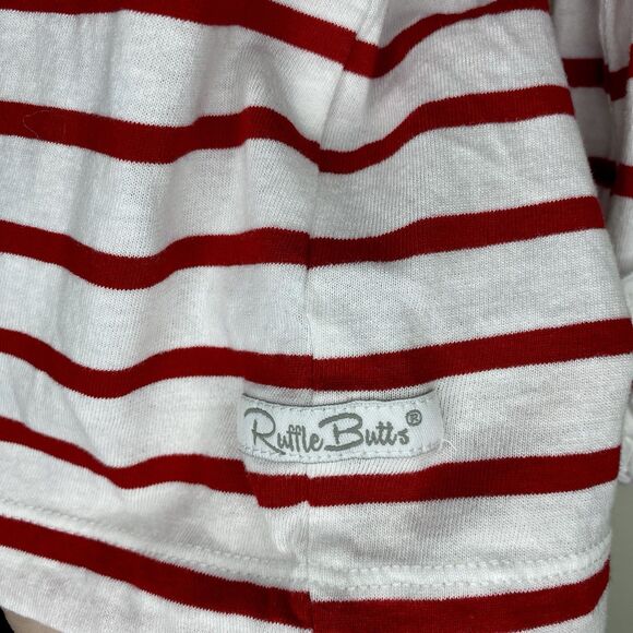 Ruffle Butts Red White Striped Ruffle Sleeve Long Sleeve Shirt Holiday Size 4T - Picture 3 of 8